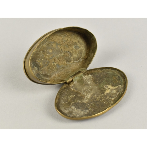 48 - A Late 19th Century Brass Oval Snuff Box, Hinged Lid Named and Dated 1891