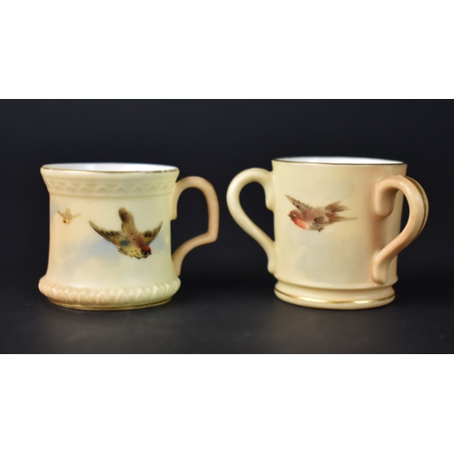 11 - Two Early 20th Century Miniature Blush Ivory Items from the Royal China Works Worcester, Tankard Dec... 