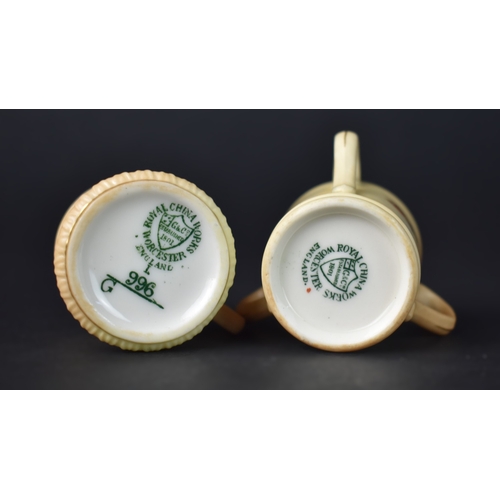 11 - Two Early 20th Century Miniature Blush Ivory Items from the Royal China Works Worcester, Tankard Dec... 