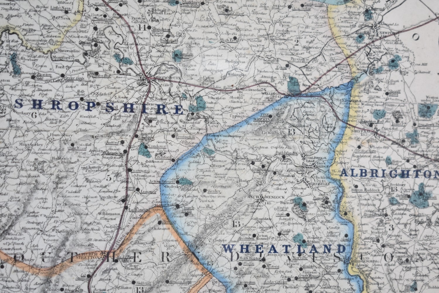 A Framed Map Showing the Various Packs of Fox Hounds in Shropshire and ...