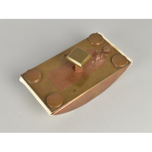 46 - A Heavy Art Deco Copper and Brass Desktop Blotter, 16.5cm Wide