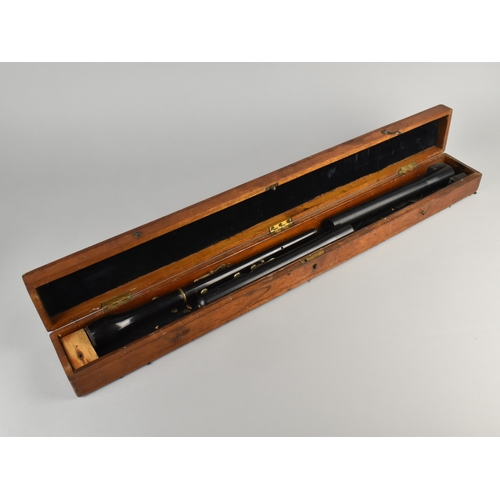 5 - A Late Victorian/Edwardian Mahogany Box Containing Various Flute Sections
