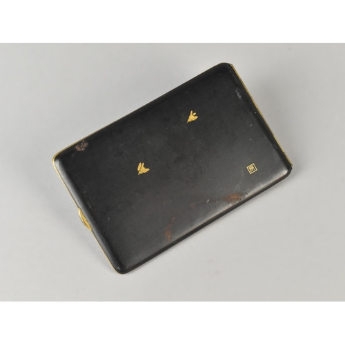 53 - An Early 20th Century Japanese Damascene Mixed Metal Cigarette Case Depicting Cottages and Mount Fuj... 