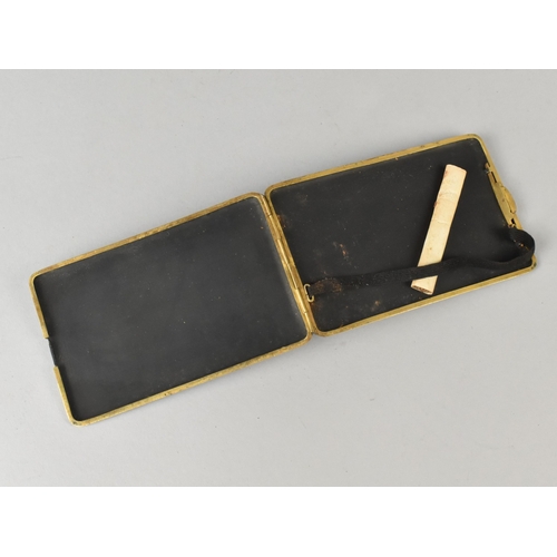 53 - An Early 20th Century Japanese Damascene Mixed Metal Cigarette Case Depicting Cottages and Mount Fuj... 