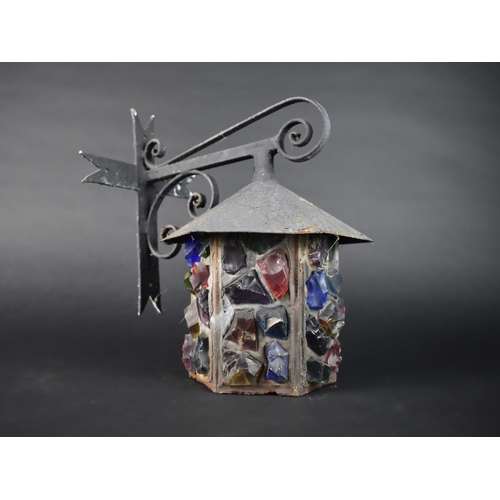 A Mid 20th Century Peter Marsh Style Wrought Iron and Rock Glass