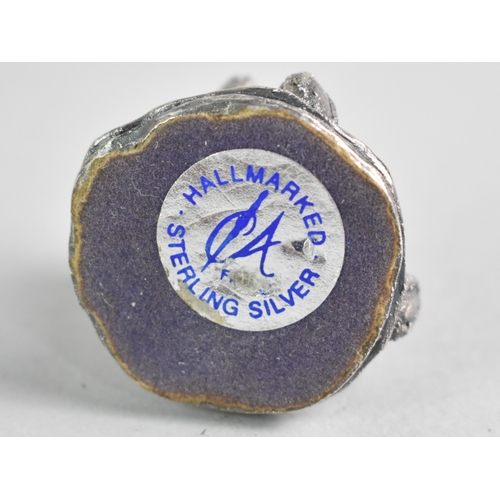 13 - Miniature Sterling Silver Teddy Bear on Cushion, 3cm High.