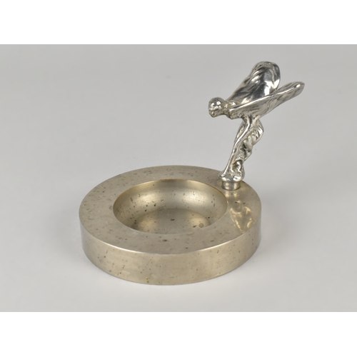 15 - A Novelty Desktop Pin Dish of Circular Form with Spirit Of Ecstasy Mount, the Base Probably Formed f... 