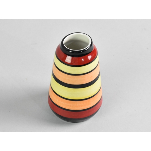 16 - A Small Lorna Bailey Striped Vase of Tapering Form, 9.5cm High.