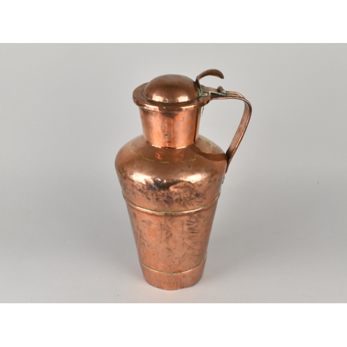 19 - A 19th Century Lidded Copper Pitcher/Water Jug, 37cm High.