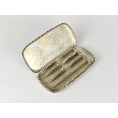 28 - A Late 19th Century Continental Pewter Cigar Case with Shaped Dividers and Hinged Lidded Vesta Compa... 