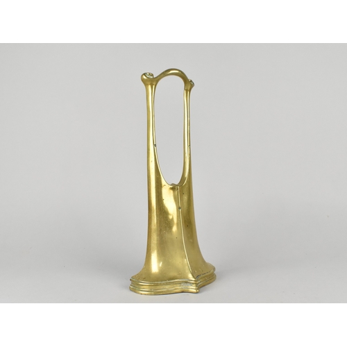 4 - An Art Nouveau Brass Door Porter with Weighted Base, Registration Number 493897, 30cm High.