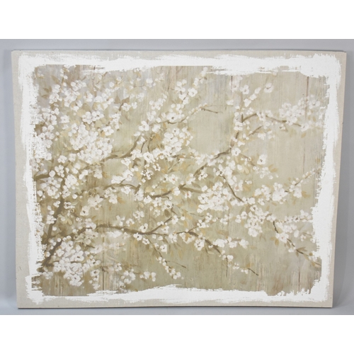 525 - A Mounted Painted Cloth Panel depicting Blossom, 152x122cms