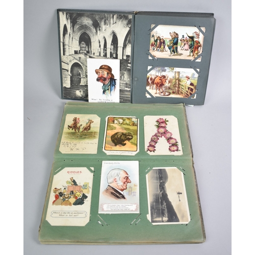 58 - Two Edwardian Postcard Albums Containing Mixed Coloured and Monochrome Postcards, Various Subjects