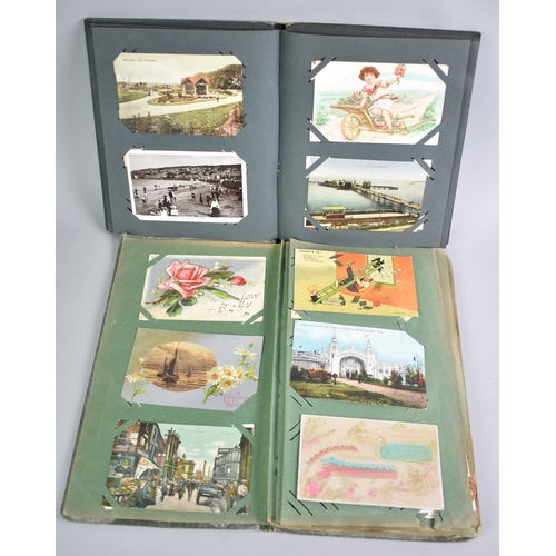 58 - Two Edwardian Postcard Albums Containing Mixed Coloured and Monochrome Postcards, Various Subjects