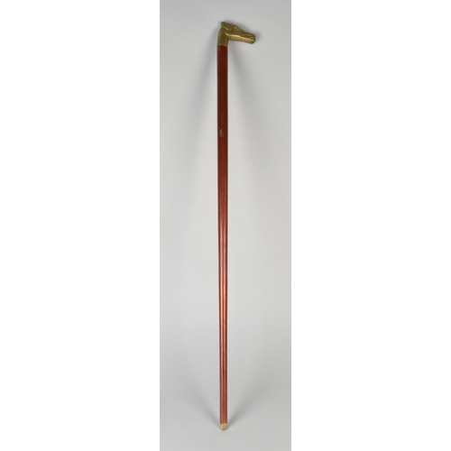 60 - A Late 20th Century Walking Cane with Brass Horses Head Handle