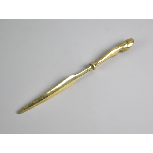 7 - A Novelty Brass Letter Opener Handle in the Form of a Horses Hoof and Leg, 22cm Long.