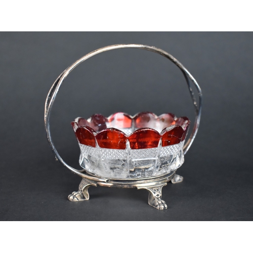 22 - A Late Victorian/Edwardian Silver Plated Stand with Glass Preserve Bowl, 10cms Diameter