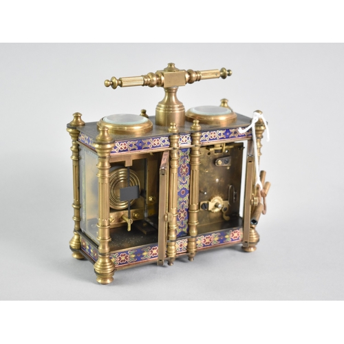 24 - A Reproduction Victorian Style Cloisonne Enamelled and Bronze Cased Combination Clock and Barometer,... 