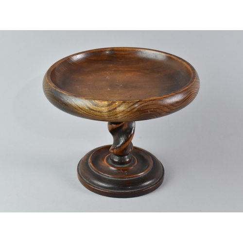 9 - A Mid 20th Century Oak Circular Barley Twist Pedestal Comport/Bowl, 23cms Diameter