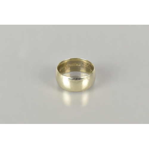 38 - A 9ct White Gold Wedding Band, Size L, 7.5mm Wide, 4.4gms, Sheffield Hallmark, Other Marks Obscured