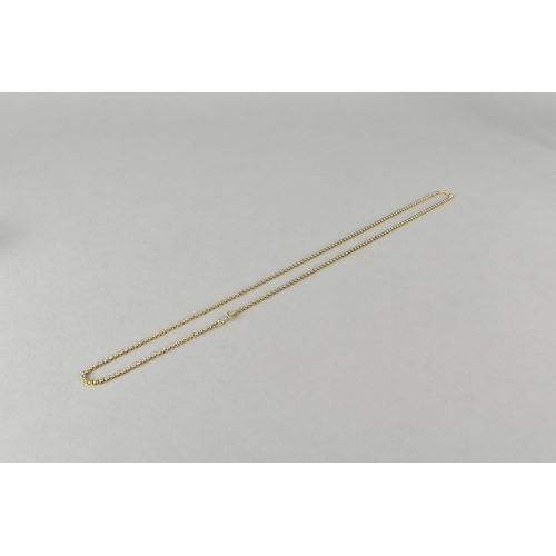 6 - A 9ct Gold Belcher Link Chain, 62cms Long and Each Link 2.35mm by 2.3mm Approx, 9.1gms, Stamped with... 