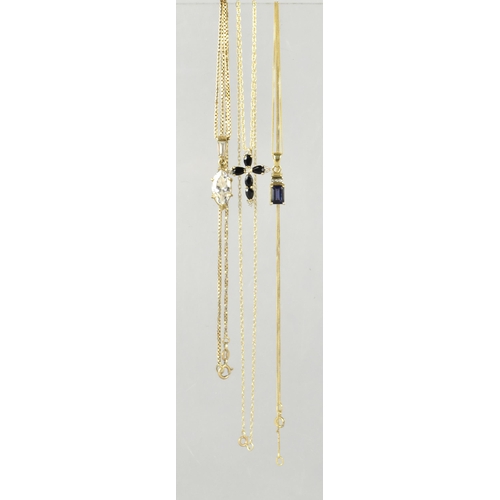 30 - A Collection of 9ct Gold Pendants on 9ct Gold Chains to include Diamond and Tanzanite Type Stone, Wh... 