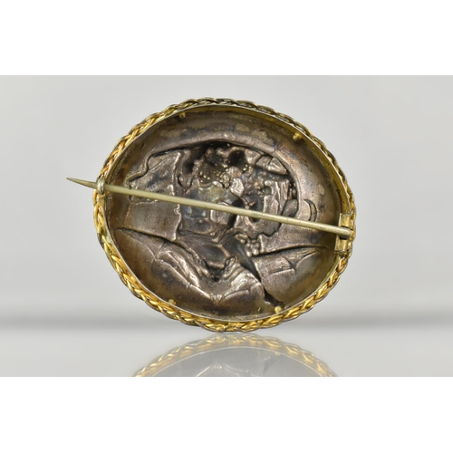 2 - A 19th Century, Possibly Italian Grand Tour, Oval Brooch Depicting Allegorical Scene of Night, White... 