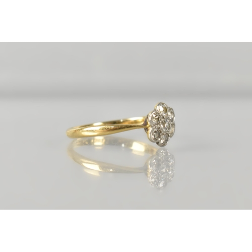 14 - A Diamond, 18ct Gold and Platinum Daisy Cluster Ring, Early 20th Century, Grain Set Old Round Cut Di... 