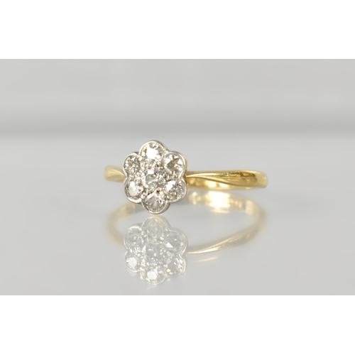 14 - A Diamond, 18ct Gold and Platinum Daisy Cluster Ring, Early 20th Century, Grain Set Old Round Cut Di... 