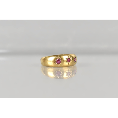 15 - An Edwardian 18ct Gold and Ruby Gypsy Ring, Grain Set Round Cut Matched Stones, Largest Measuring 1.... 