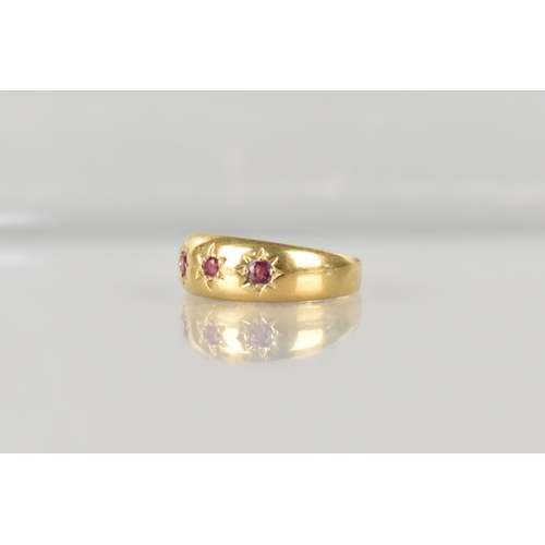15 - An Edwardian 18ct Gold and Ruby Gypsy Ring, Grain Set Round Cut Matched Stones, Largest Measuring 1.... 