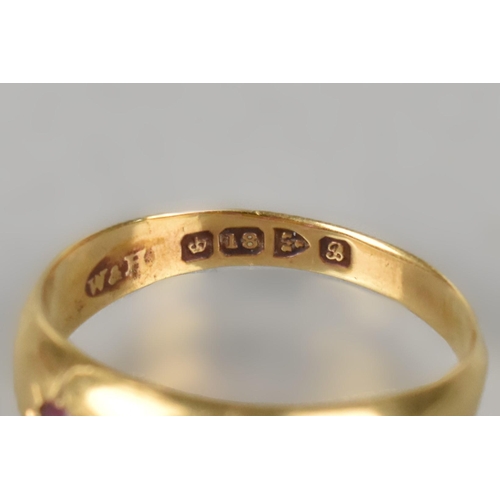 15 - An Edwardian 18ct Gold and Ruby Gypsy Ring, Grain Set Round Cut Matched Stones, Largest Measuring 1.... 