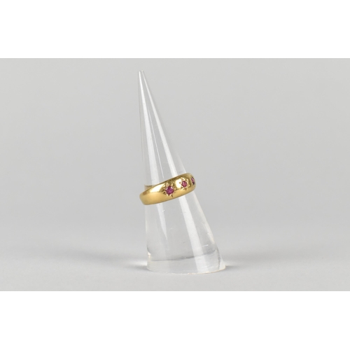 15 - An Edwardian 18ct Gold and Ruby Gypsy Ring, Grain Set Round Cut Matched Stones, Largest Measuring 1.... 