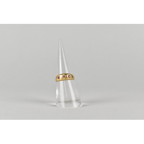 15 - An Edwardian 18ct Gold and Ruby Gypsy Ring, Grain Set Round Cut Matched Stones, Largest Measuring 1.... 