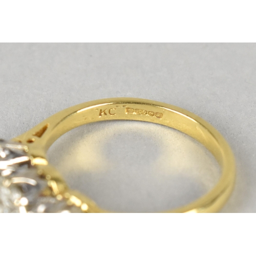 5 - A Three Stone Diamond Ring, Central Round Cut Stone Measuring 5.39mm Diameter, Side Diamonds 5.18mm ... 