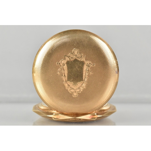 42 - A 14ct Gold Cased Swiss Full Hunter Pocket Watch, Textured Dial Measuring 39.8mm Diameter Having Bla... 