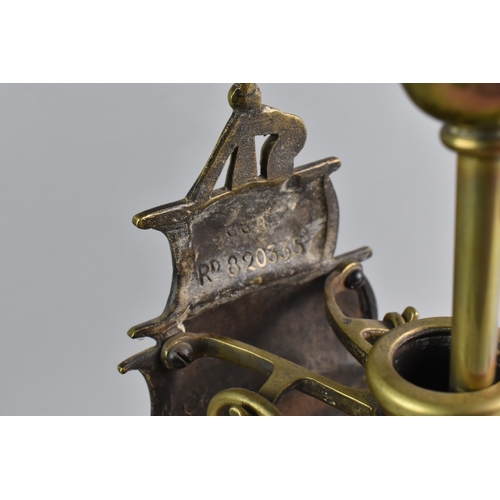 1 - A Late 19th Century Brass Fire Companion in the Form of a Tall Ship, Complete with Poker, Brushes an... 