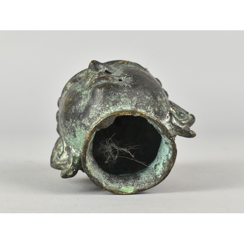 35 - A Patinated Bronze Bust of Thai Buddha, 9.5cm high