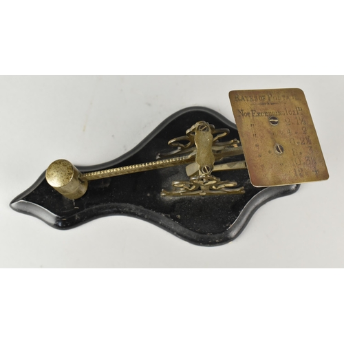 49 - A Set of Late 19th Century American Postage Scales, Fairbank type, wooden plinth base, 27cm long