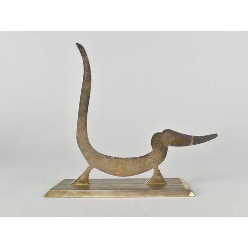 10 - An Italian Lino Sabattini Polished Steel Fretwork Sculpture 'Bassotto', (Dachshund), 15.5cms High