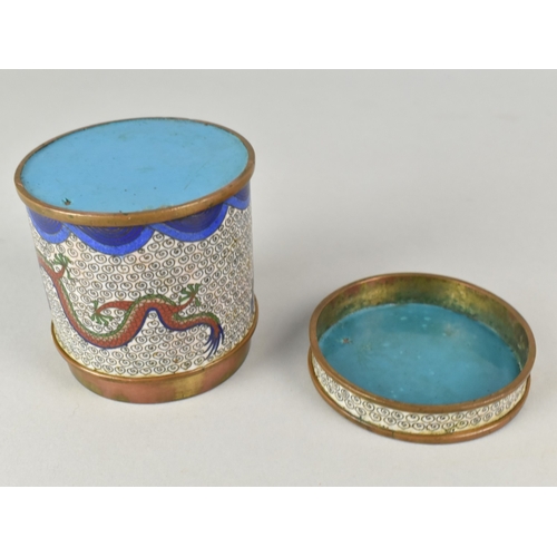 11 - An Early 20th Century Chinese Cloisonne Enamelled Cylindrical Lidded Pot, 7.5cms Diameter and 8cms H... 