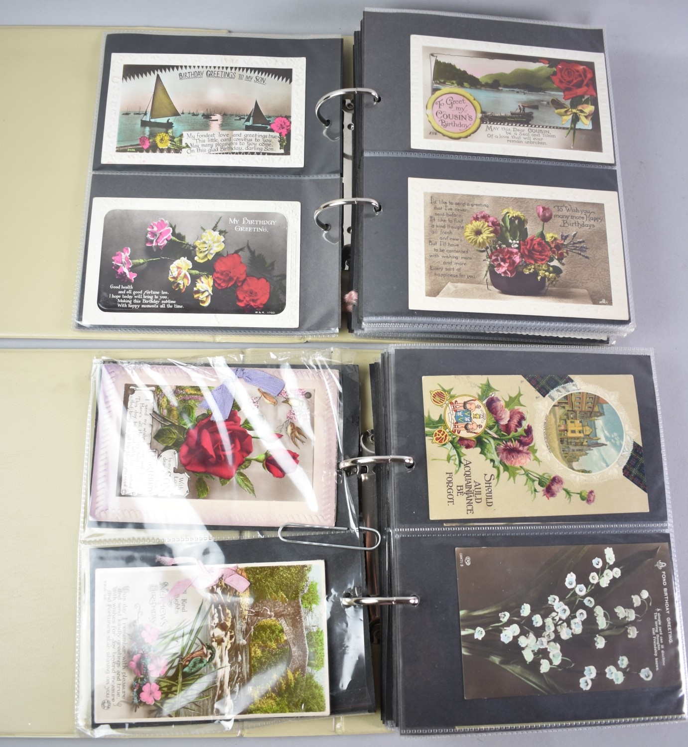 Two Ring Binder Postcard Albums Containing Postcards, Greetings Cards ...