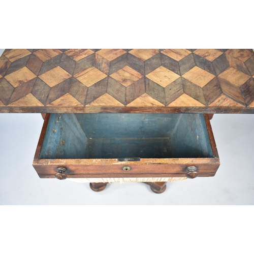 19 - A 19th Century Mahogany Ladies Work Table with Single Long Drawer over Pull Out Wool Slide and Match... 
