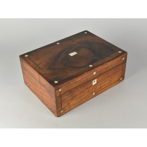 21 - A 19th Century Mother of Pearl Inlaid Rosewood Workbox together with a Brass Mounted 19th Century Ma... 