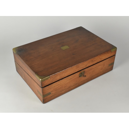 21 - A 19th Century Mother of Pearl Inlaid Rosewood Workbox together with a Brass Mounted 19th Century Ma... 