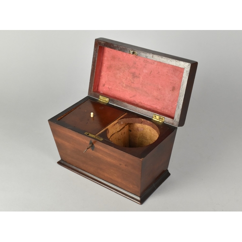 25 - A 19th Century Mahogany Two Division Tea Caddy of Sarcophagus Form, Fitted Interior with Single tea ... 
