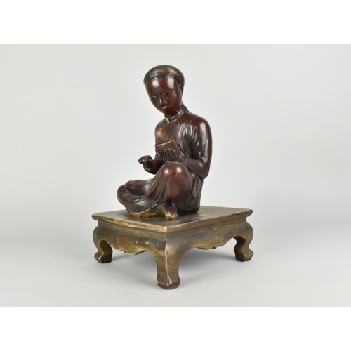 29 - A Bronze Effect Resin Sculpture 'Seated Scholar', by Austin Production C.1981, Seated Figure with Ab... 