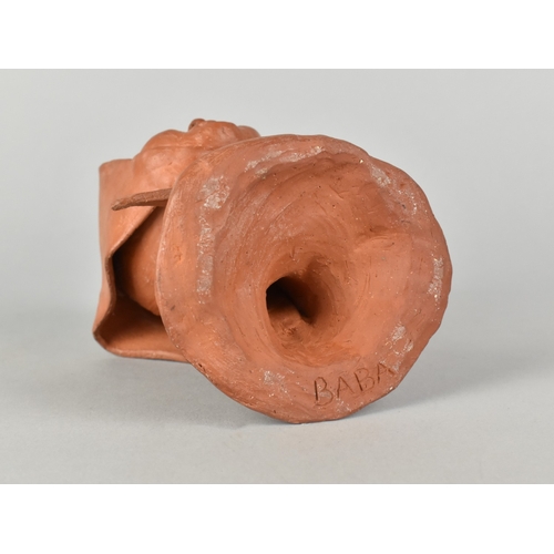 34 - A Clay Bust of a Child with Scarf, Inscribed to Base 