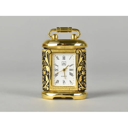 40 - A Miniature Gilt Brass Cased Carriage Clock by Anframa, with Quartz Movement, 5cms High