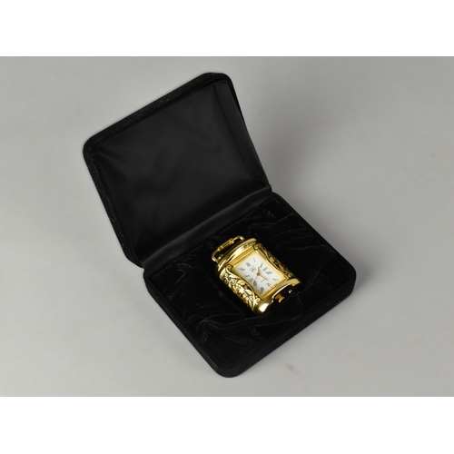 40 - A Miniature Gilt Brass Cased Carriage Clock by Anframa, with Quartz Movement, 5cms High